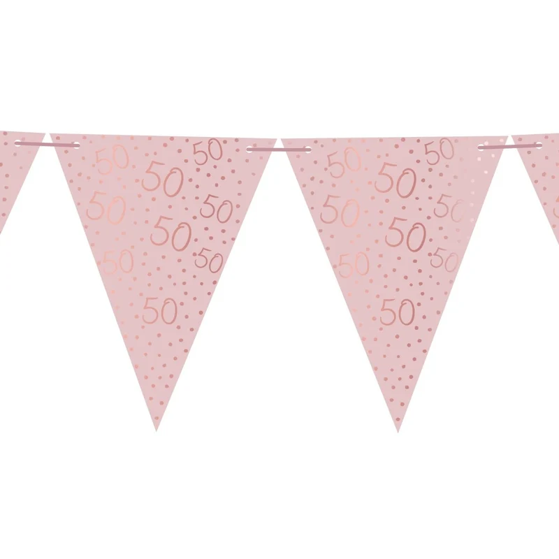 Rosé Celebration 50th Birthday Pennant Banner, 157 Inches, 1 Count