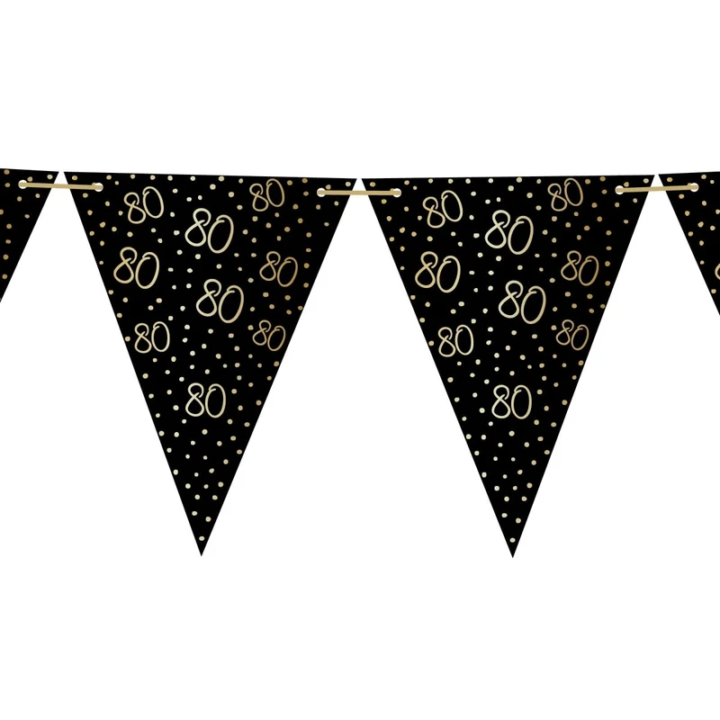 Golden Celebration 80th Birthday Pennant Banner, 157 Inches, 1 Count