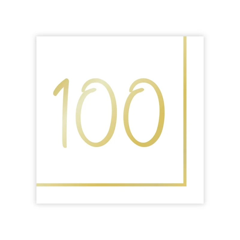 Golden Celebration 100th Birthday Large Lunch Napkins, 16 Count