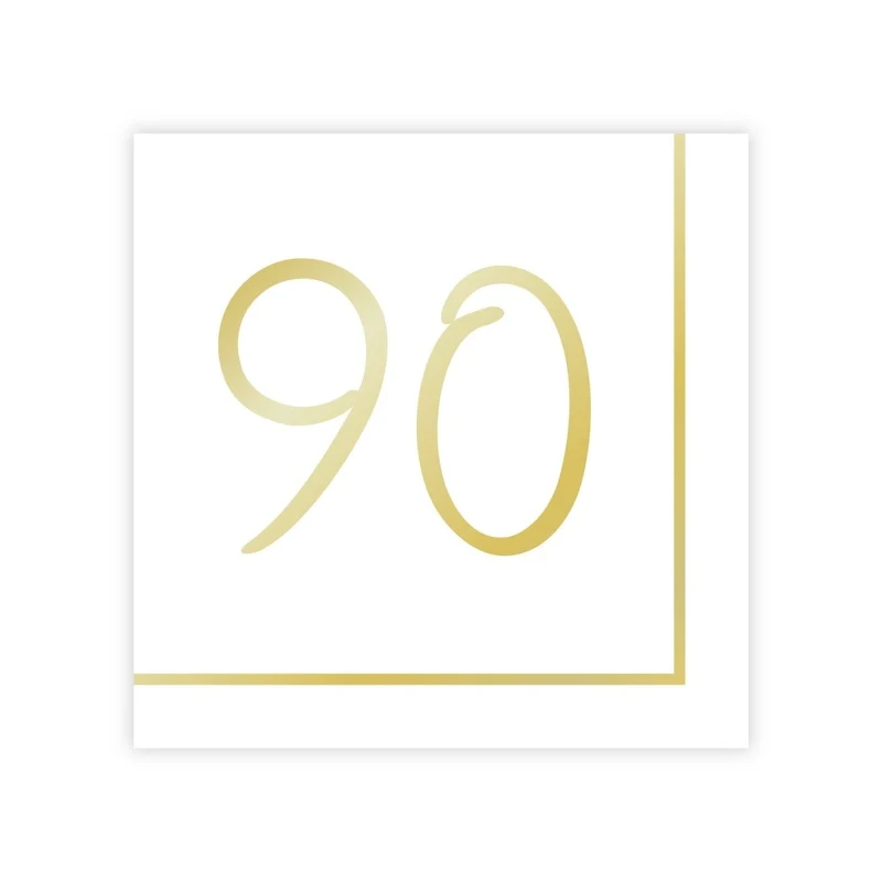 Golden Celebration 90th Birthday Large Lunch Napkins, 16 Count