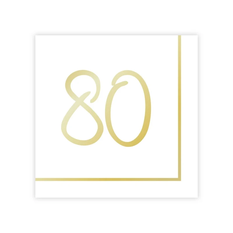 Golden Celebration 80th Birthday Large Lunch Napkins, 16 Count