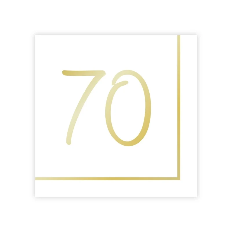 Golden Celebration 70th Birthday Large Lunch Napkins, 16 Count