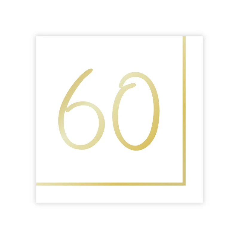 Golden Celebration 60th Birthday Large Lunch Napkins, 16 Count
