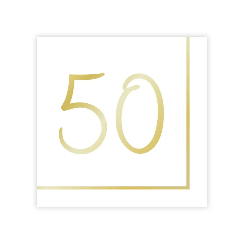 Golden Celebration 50th Birthday Large Lunch Napkins, 16 Count