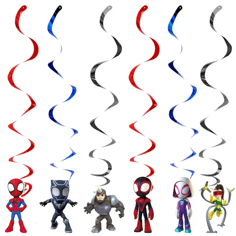 Spidey Heroes Birthday Spiral Decoration Kit with Cutouts, 6 Count