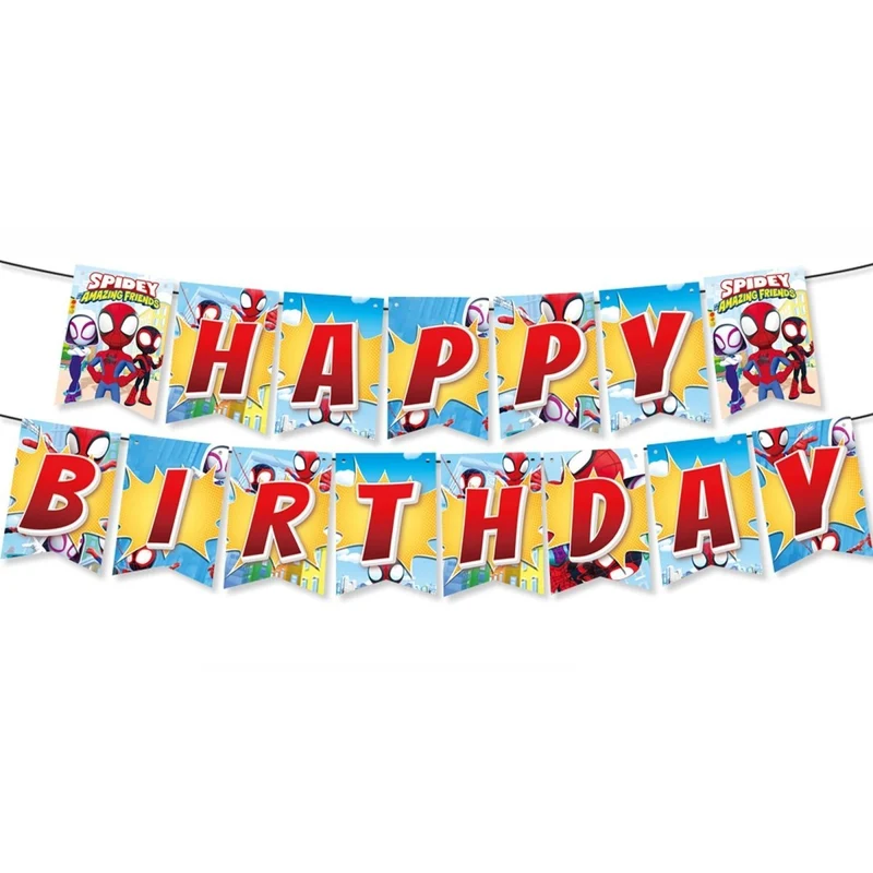 Spidey Heroes Happy Birthday Paper Banner, 79 Inches, 1 Count