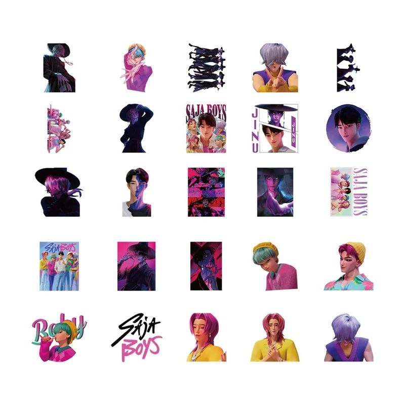 Kpop Anime Stickers, Demon Hunter Inspired Boy Band, 25 Count