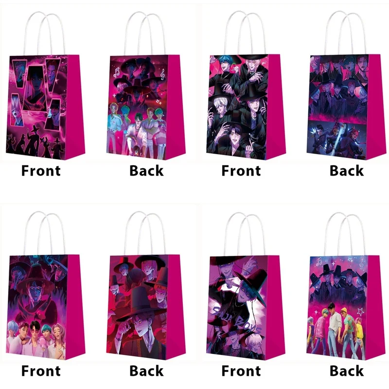 Kpop Anime Paper Favour Bags, Demon Hunter Inspired Boy Band, 8 Count