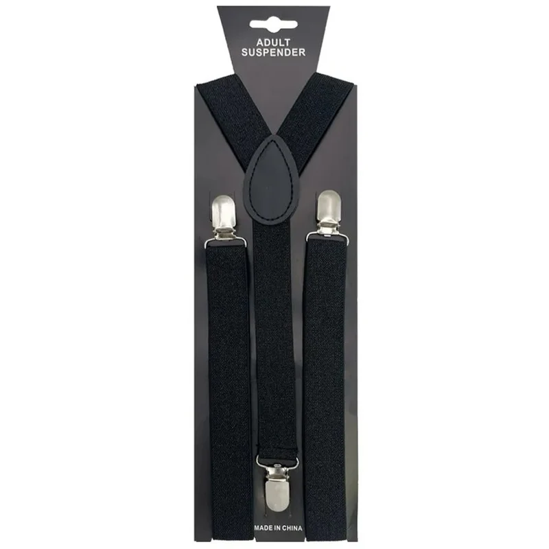 Black Glitter Suspenders for Adults