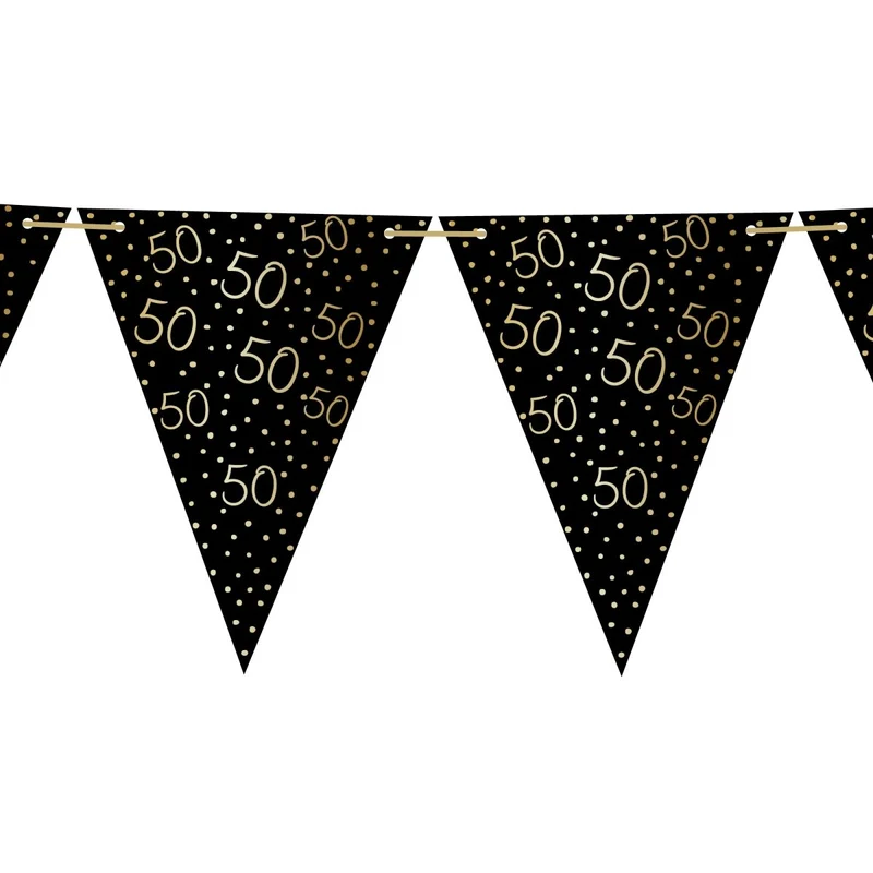 Golden Celebration 50th Birthday Pennant Banner, 157 Inches, 1 Count