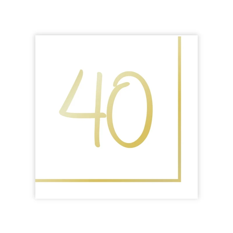 Golden Celebration 40th Birthday Large Lunch Napkins, 16 Count