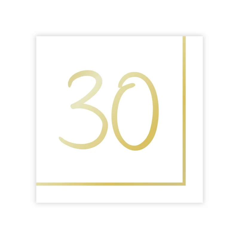 Golden Celebration 30th Birthday Large Lunch Napkins, 16 Count