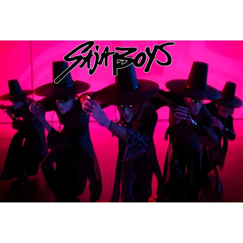 Kpop Anime Backdrop, Demon Hunter Inspired Boy Band, 39 x 59 Inches, 1 Count
