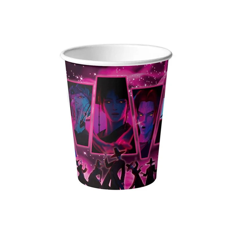 Kpop Anime Paper Cups, Demon Hunter Inspired Boy Band, 9 Oz, 10 Count