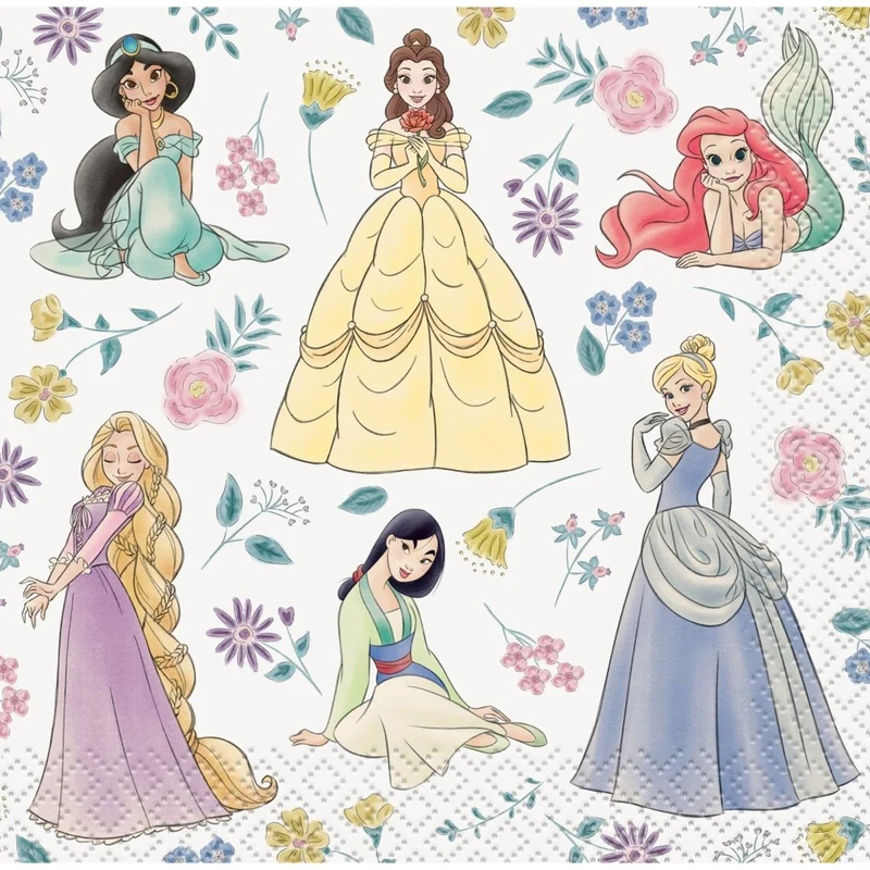 Disney Princesses Birthday Small Beverage Napkins, 16 Count