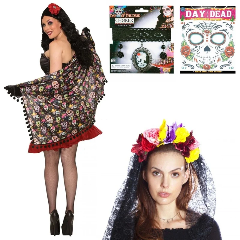Day of the Dead Costume Accessory Kit for Adults