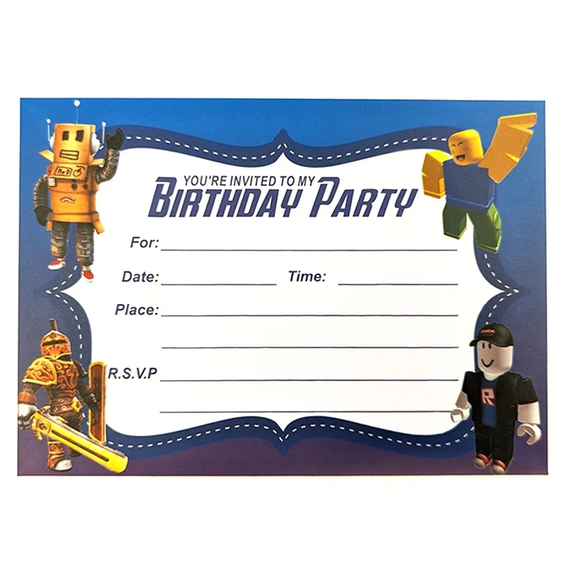 Roblox Birthday Party Invitation Cards, 12 Count