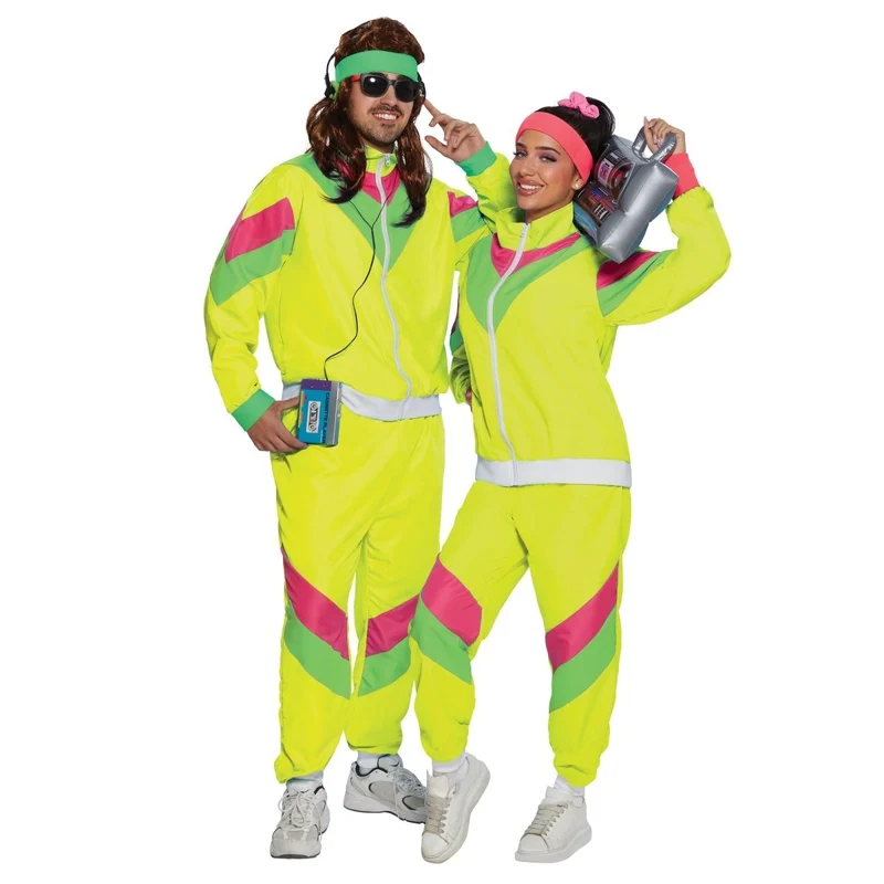 80s Plus Size Costume for Adults, Yellow Vest and Pants