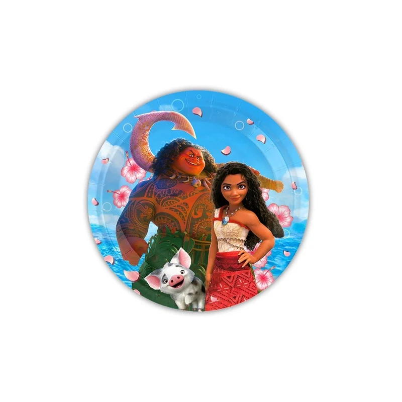 Moana Polynesian Adventurer Birthday Small Round Dessert Paper Plates, 7 Inches, 10 Count