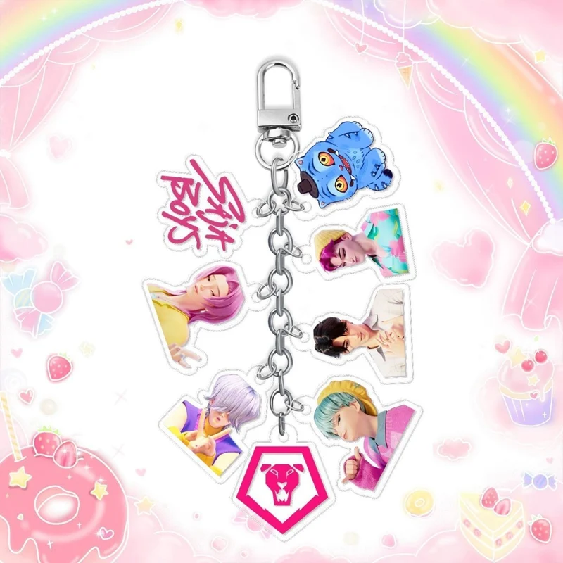 Kpop Anime Saja Boys Keychain with Charms, Demon Hunter Inspired Pop Singer, 1 Count