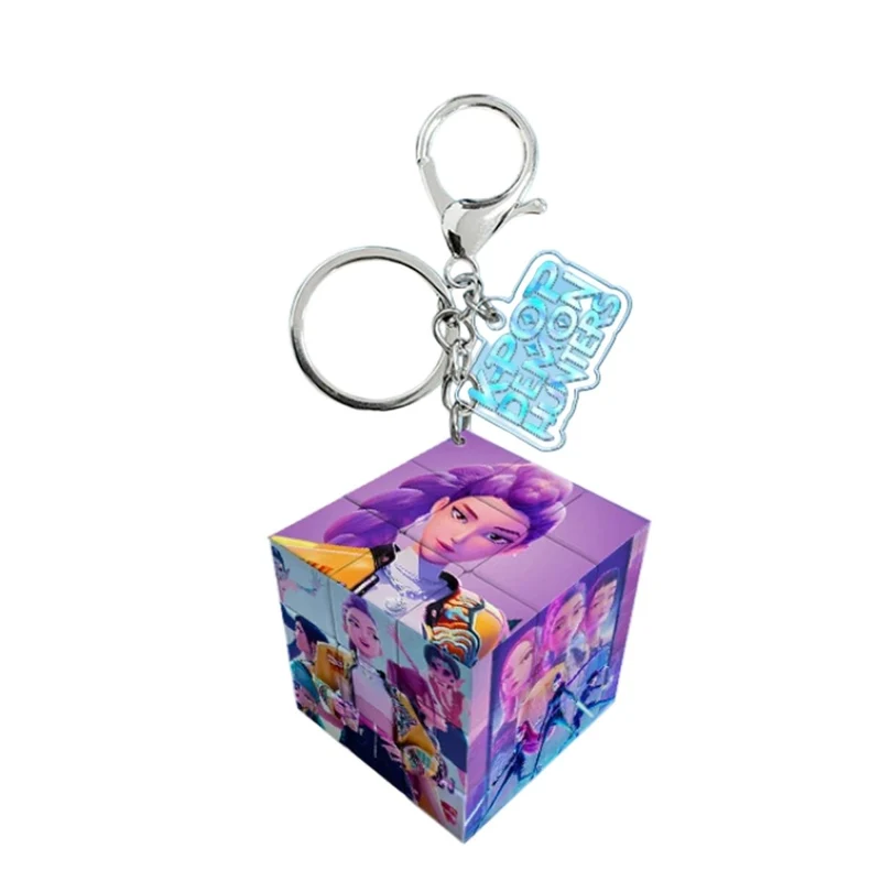 Kpop Anime Solving Cube Keychain, Demon Hunter Inspired Pop Singer, 1 Count