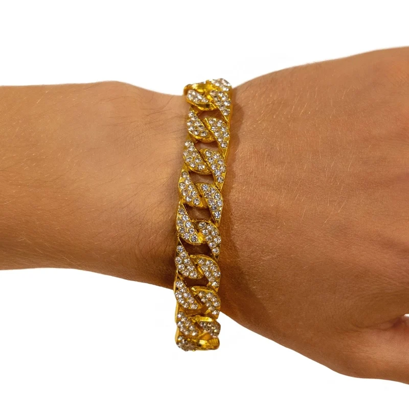 Iced Out Gold Bracelet, 8 Inches, 1 Count