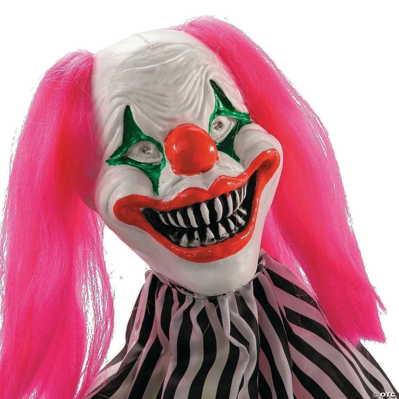 Animated Pink Hair Clown Animatronic, 35 Inches, 1 Count