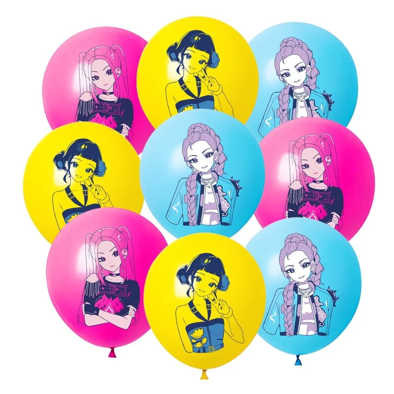 Kpop Anime Birthday Latex Balloons, Demon Hunter Inspired Pop Singer, 12 Inches, 12 Count