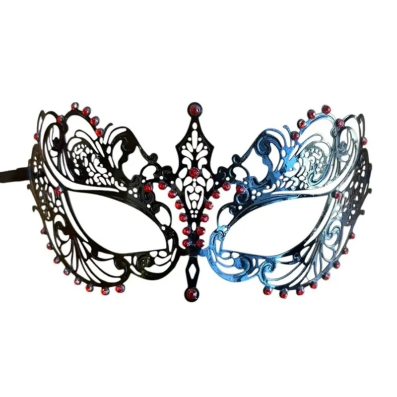 Black and Red, Metal Masquerade Mask, 1 Count