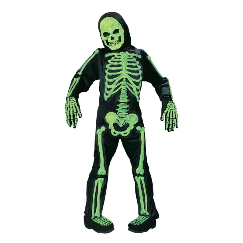 Green Totally Skele-Bones Costume for Kids, Hooded Jumpsuit