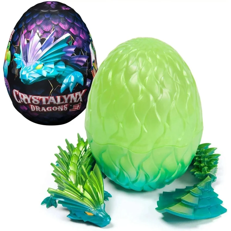 Crystalynx Articulated Dragon Figure with Egg, 12.5 Inches, Assortment, 1 Count