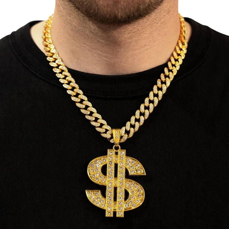 Short Chain with Dollar Sign Pendant, 20 Inches, 1 Count
