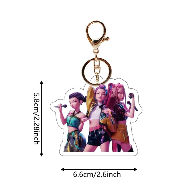 Kpop Anime Girls Keychain, Demon Hunter Inspired Pop Singer, 1 Count