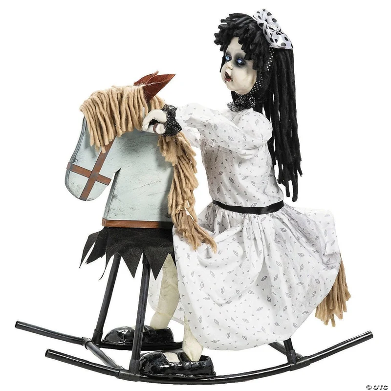 Animated Wooden Rocking Horse Animatronic, 28 Inches, 1 Count