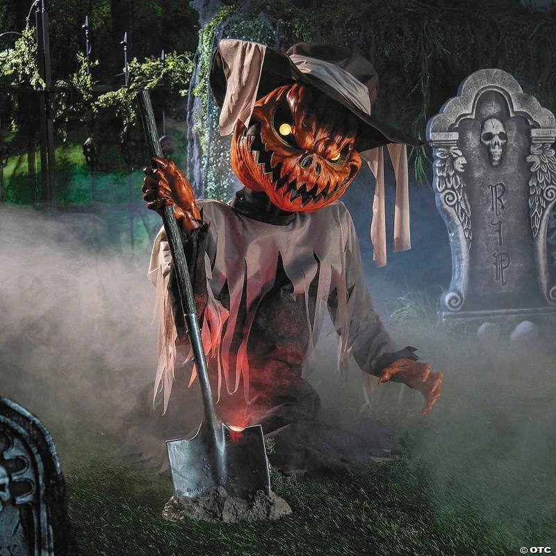 Animated Pumpkin Scarecrow Animatronic, 36 Inches, 1 Count