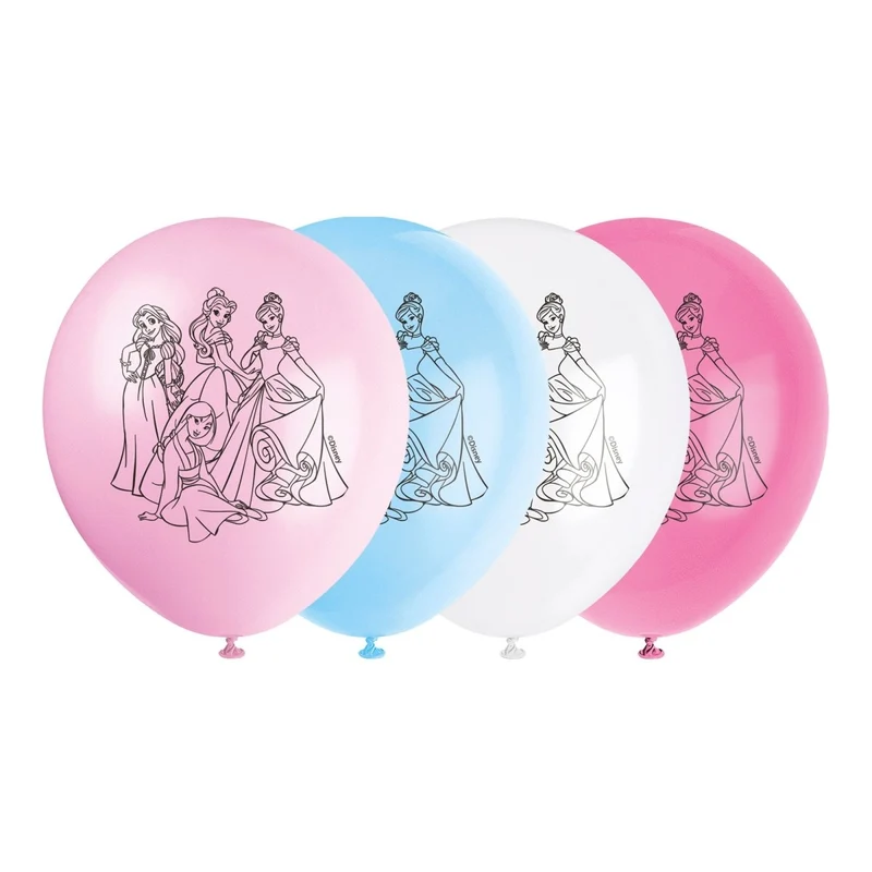 Disney Princesses Birthday Latex Balloons, 12 Inches, 8 Count