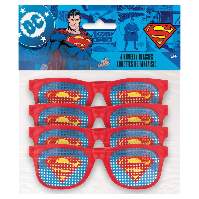 Superman Birthday Pinhole Favour Glasses, 4 Count