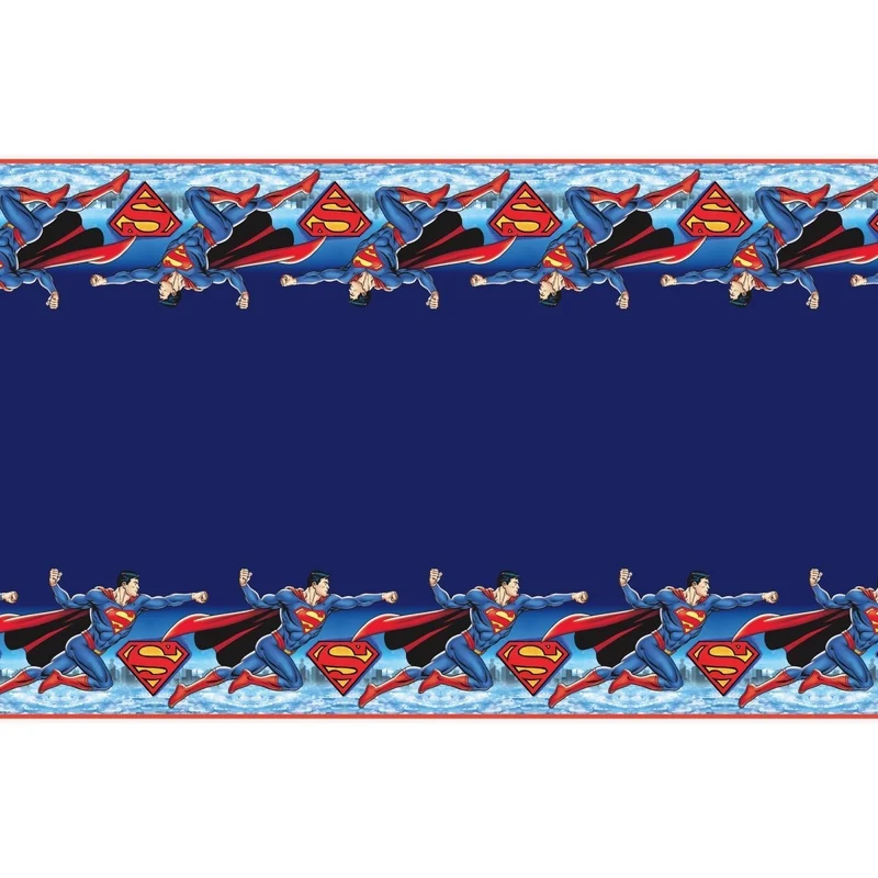 Superman Birthday Rectangular Plastic Table Cover, 54 x 84 Inches, 1 Count