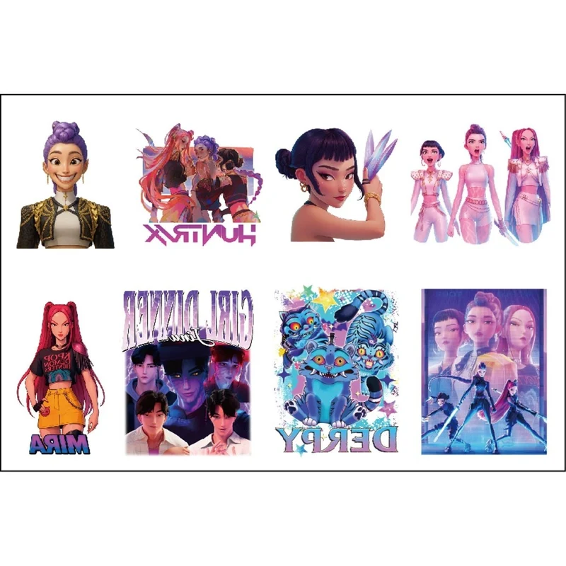 Kpop Anime Birthday Temporary Tattoos, Demon Hunter Inspired Pop Singer, 8 Count