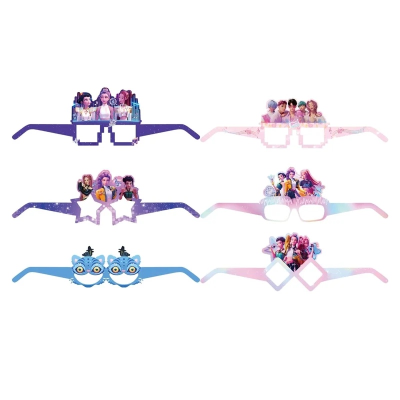 Kpop Anime Birthday Paper Glasses, Demon Hunter Inspired Pop Singer, 12 Count