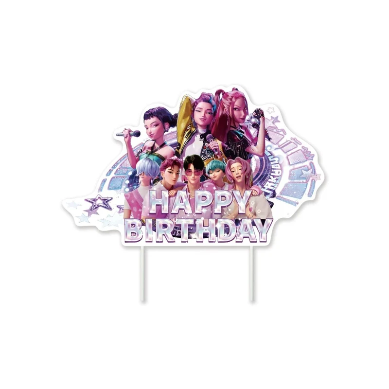 Kpop Anime Birthday Cake Topper, Demon Hunter Inspired Pop Singer, 1 Count