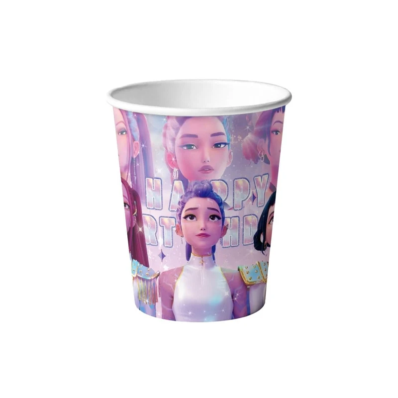 Kpop Anime Paper Cups, Demon Hunter Inspired Pop Singer, 9 Oz, 10 Count