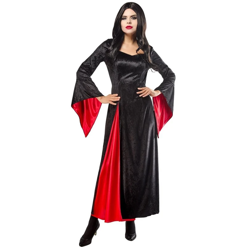 Morticia Addams Dress Cape Costume for Adults, Addams Family