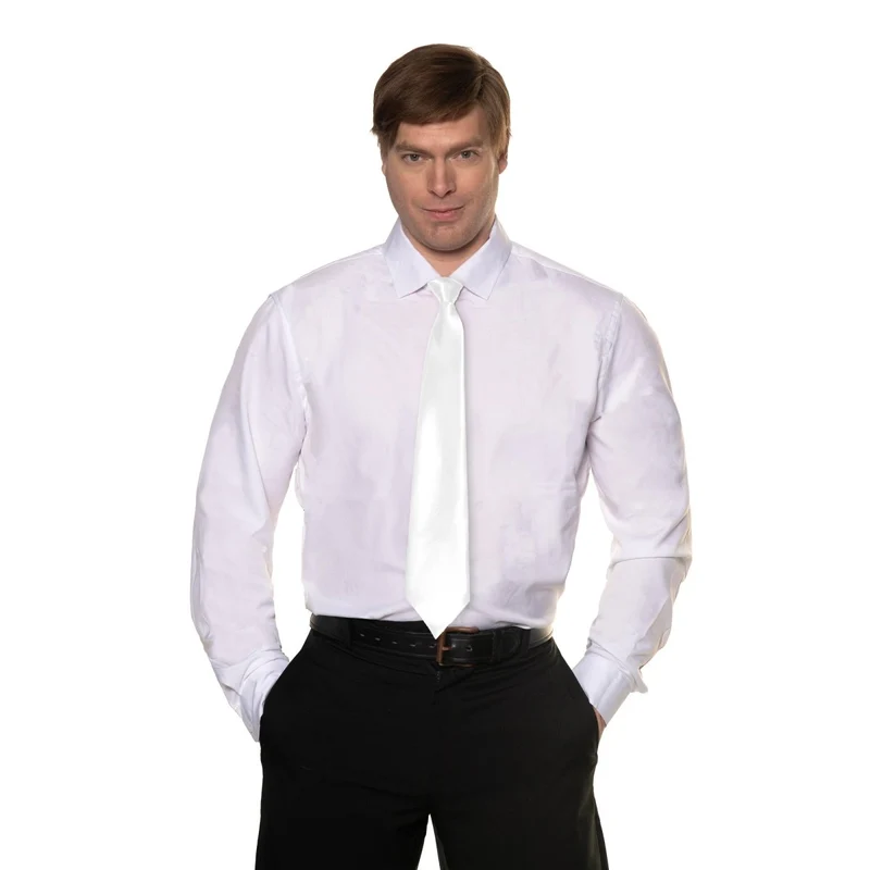 White Zip Up Tie for Adults