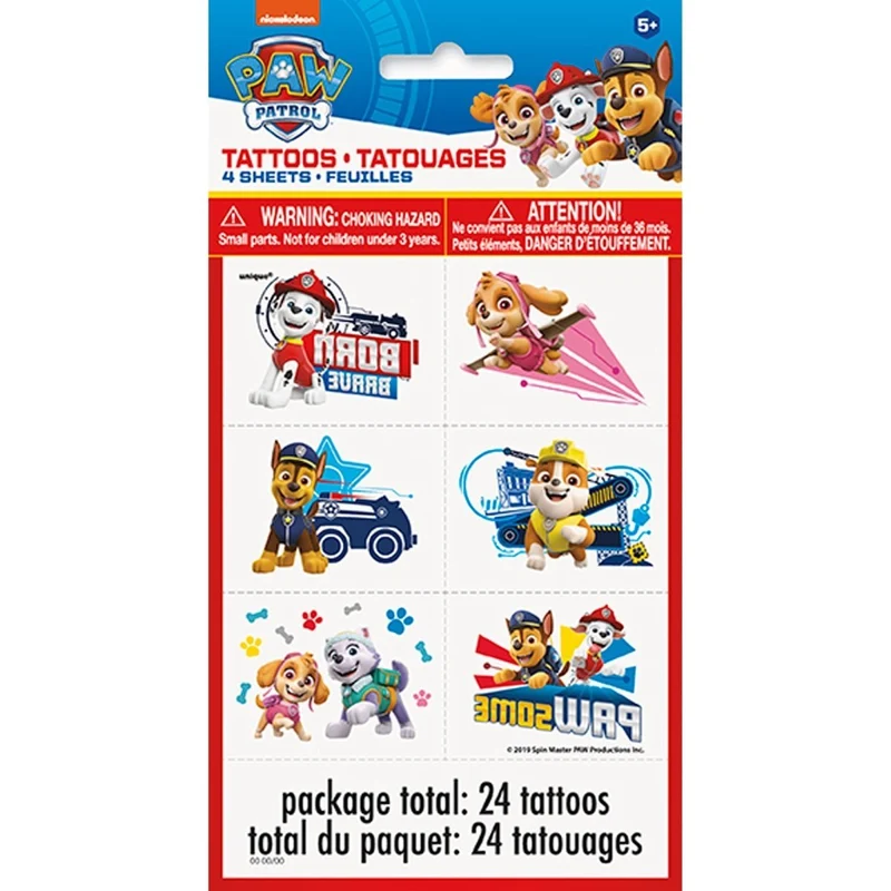 Paw Patrol Birthday Temporary Tattoo Sheets, 4 Count