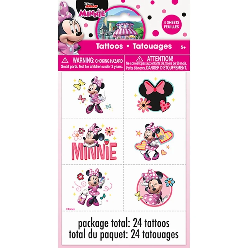 Minnie Mouse Birthday Temporary Tattoo Sheets, Disney, 4 Count