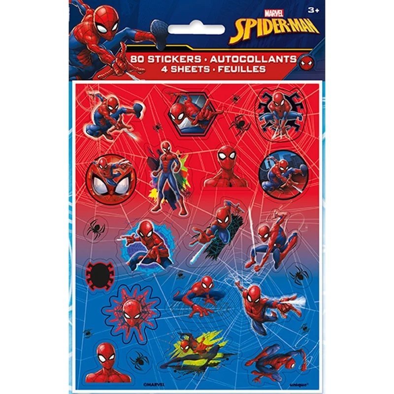Spider-Man Birthday Sticker Sheets, Marvel, 4 Count