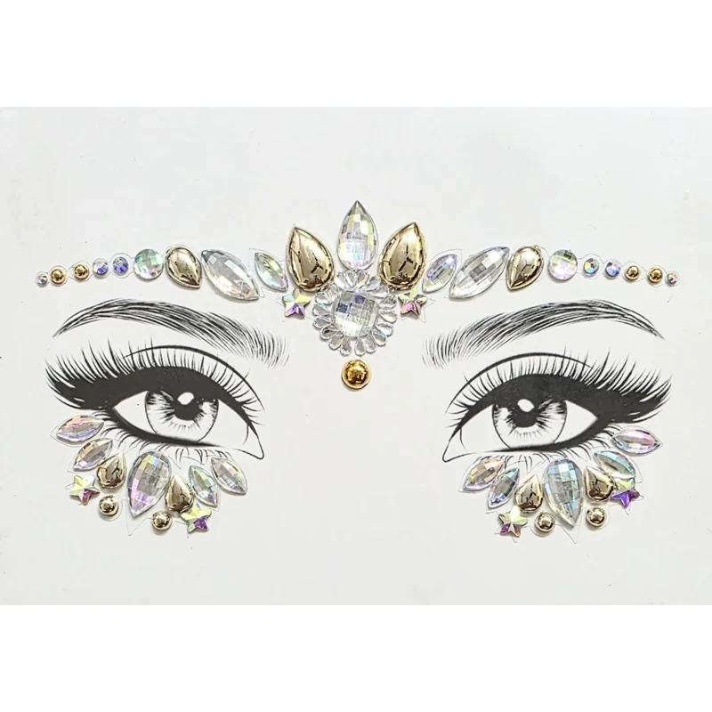 Gold Face Art Crystal Stickers, 1 Count