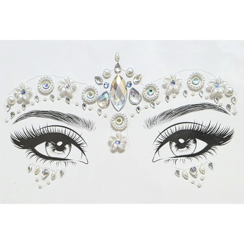 Iridescent Flower Face Art Crystal Stickers, 1 Count