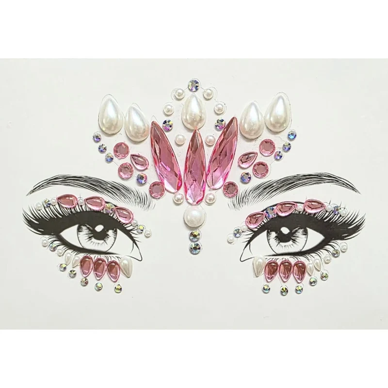 Pink Pearl Face Art Crystal Stickers, 1 Count